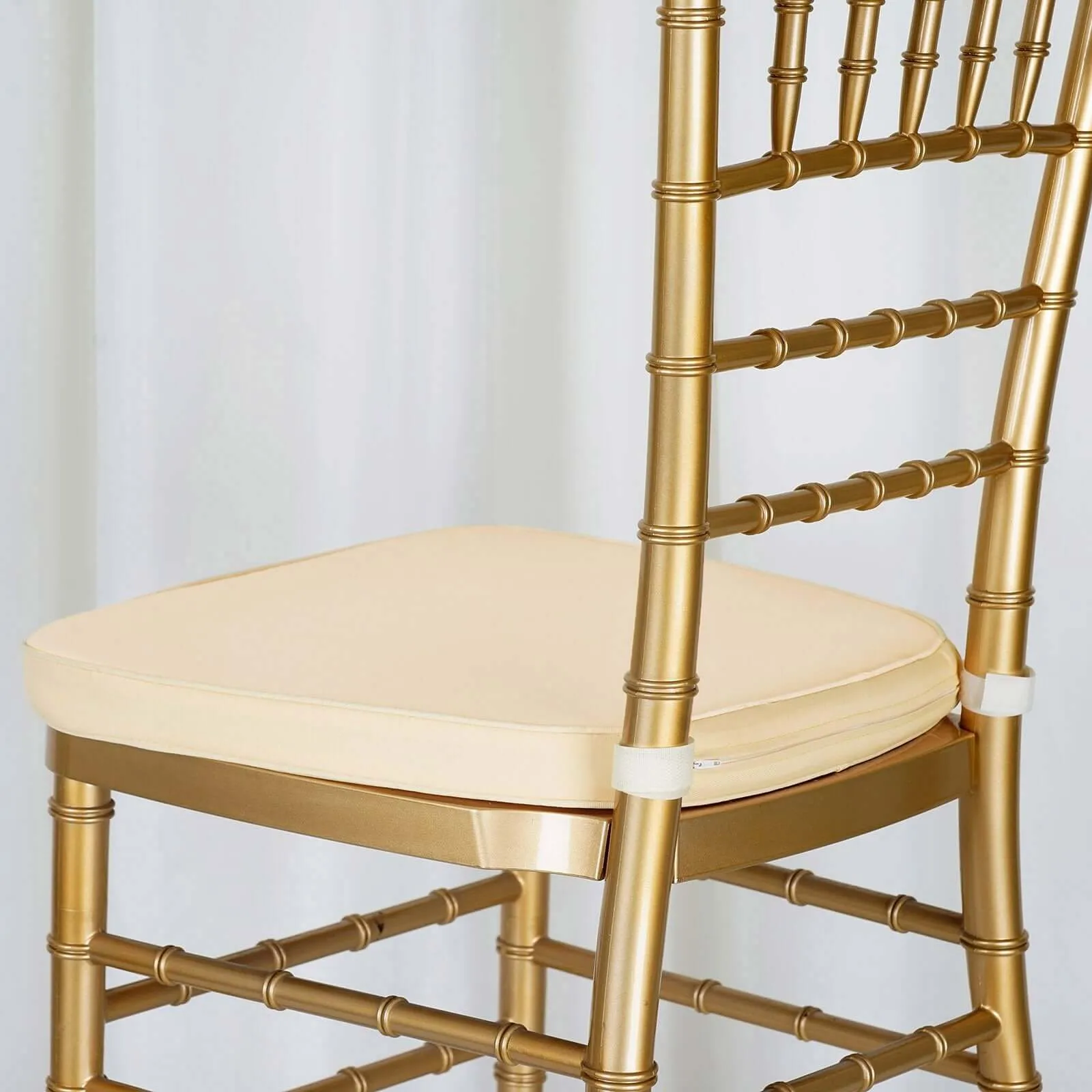 1.5" Thick Ivory Chiavari Chair Pad, Memory Foam Seat Cushion With Ties and Removable Cover