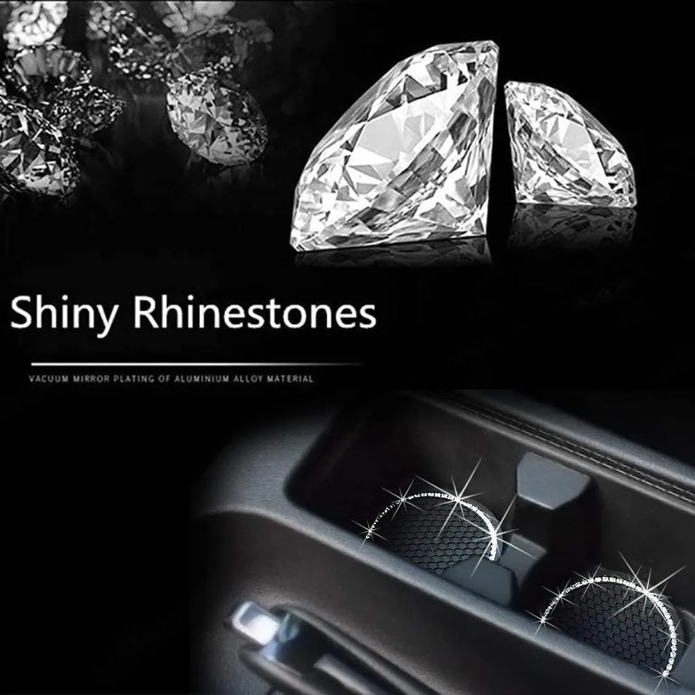 2-Pack: Anti-Slip Crystal Rhinestone Car Coaster