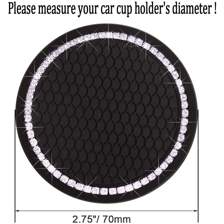 2-Pack: Anti-Slip Crystal Rhinestone Car Coaster