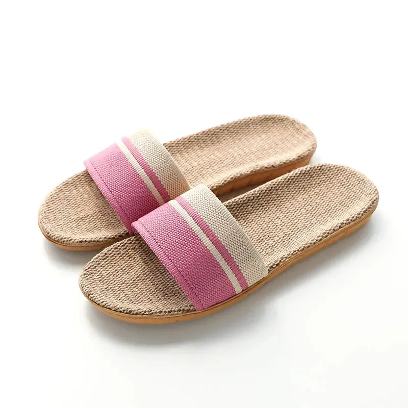 36-45 Plus Size Women'S Slippers Flat Sandals Linen Lightweight Casual Summer Slippers Women For Home Free Shipping