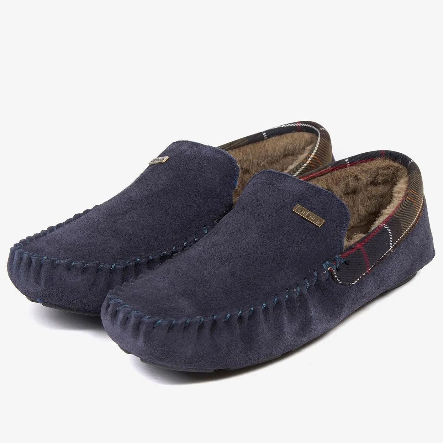 Barbour slippers Monty moccasin slippers in Navy Suede MSL0001NY52