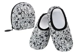 Black & White Dogs Snoozies Skinnies Travel Slipper