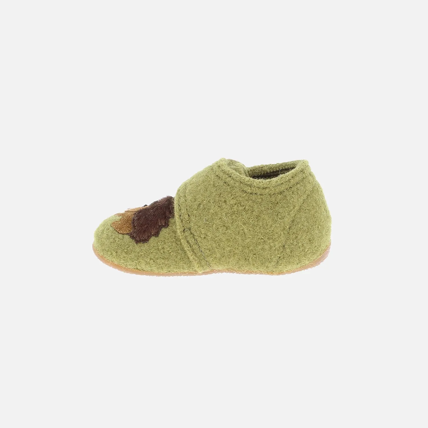 Boiled Wool Slipper Shoe - Olive Hedgehog