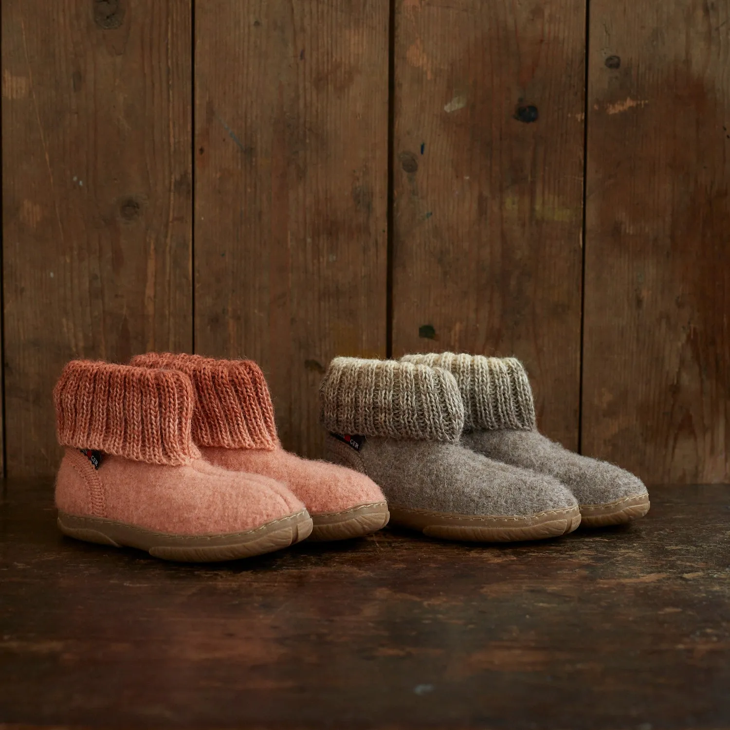 Boiled Wool Yuki Slipper Boot - Antique Rose