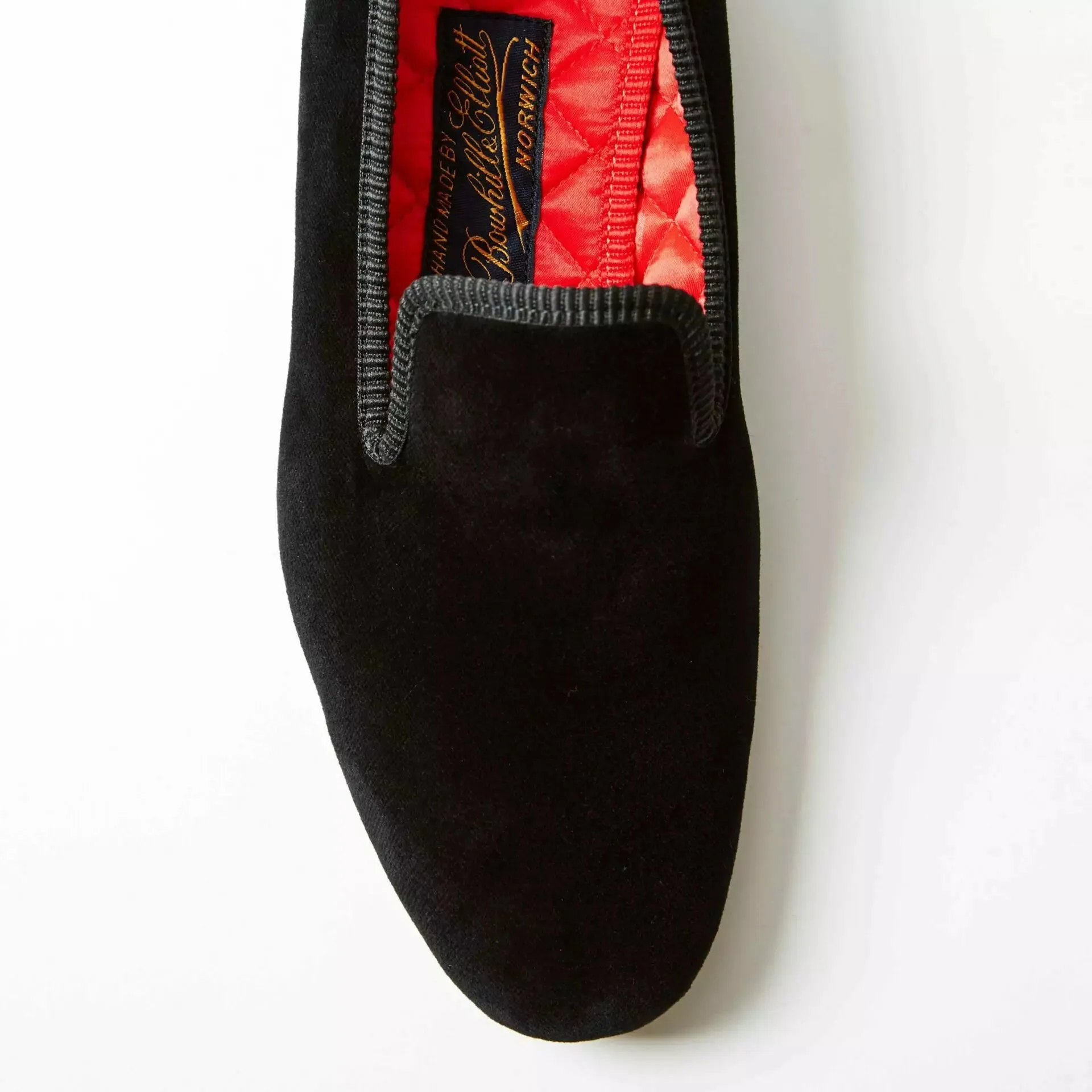 Bowhill & Elliot Black Velvet Albert Slippers