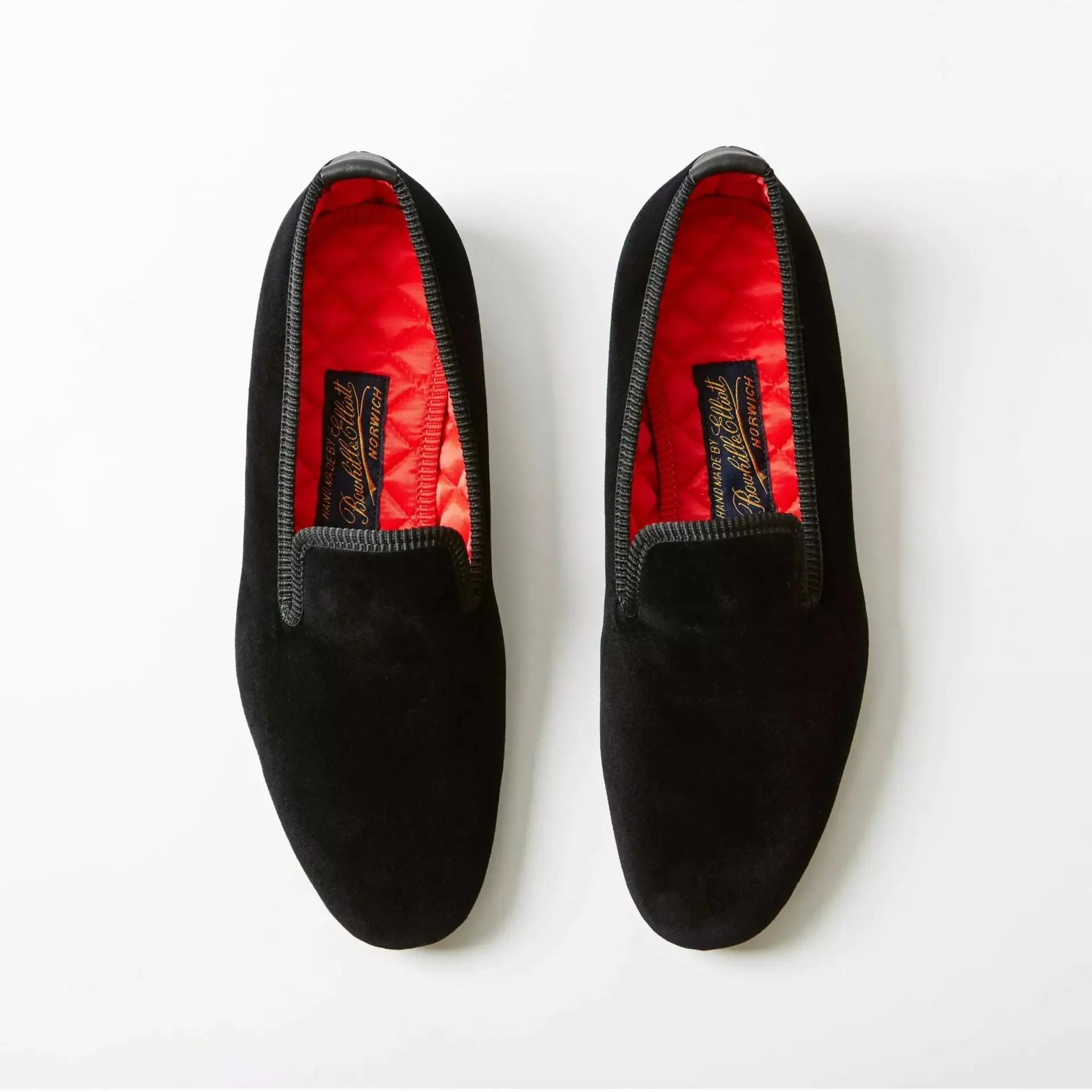 Bowhill & Elliot Black Velvet Albert Slippers