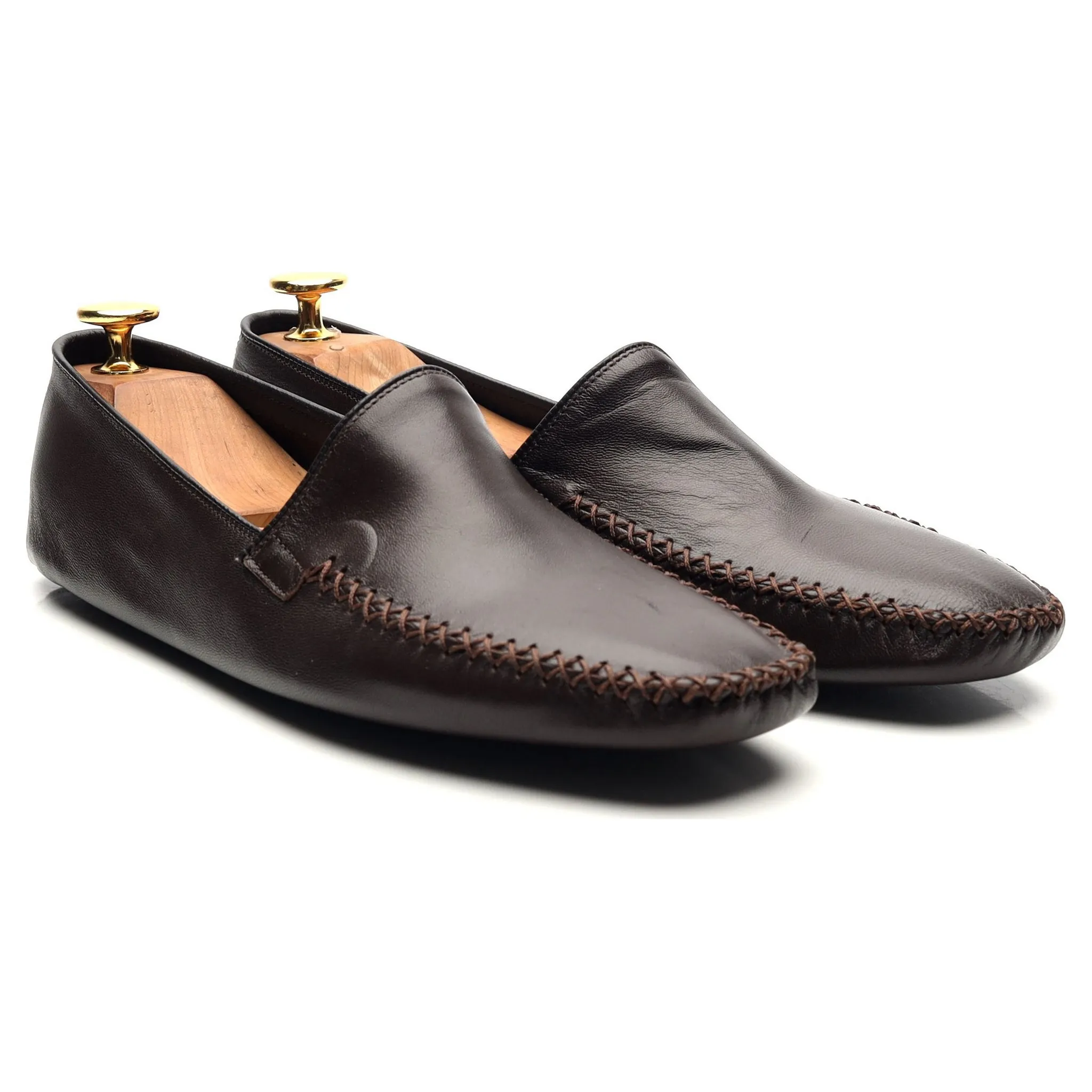 Dark Brown Leather Slippers UK 6 F