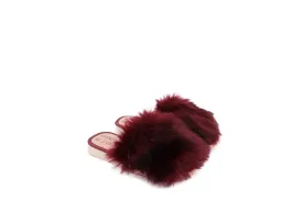 Faux Fur Slippers   Bordeaux