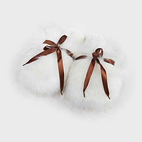 Fur Story Women's Faux Fur Slippers Memory Foam Cozy House Slipper Shoes Soft Flat Slide Sandals Indoor Outdoor（White Closed Toe-M）