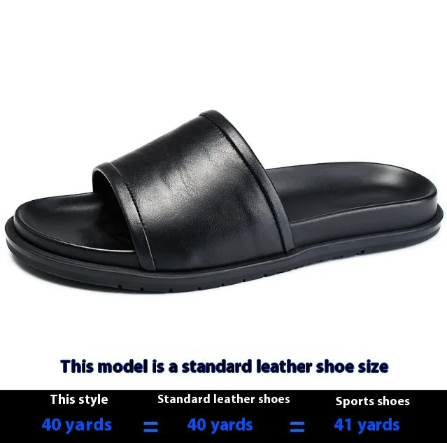 Genuine Leather Men's Summer Slippers | Outdoor Non-Slip Casual Footwear