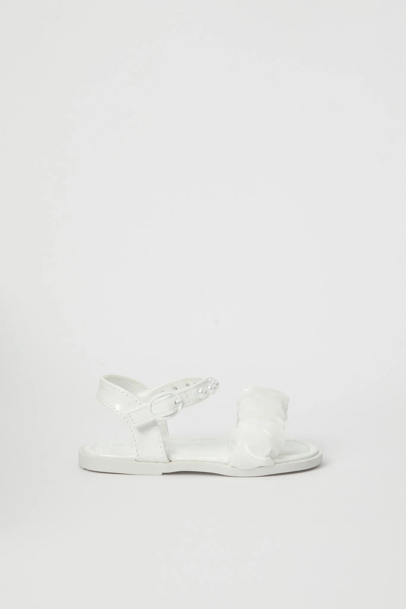 Girls White Pearl Detail Sandal