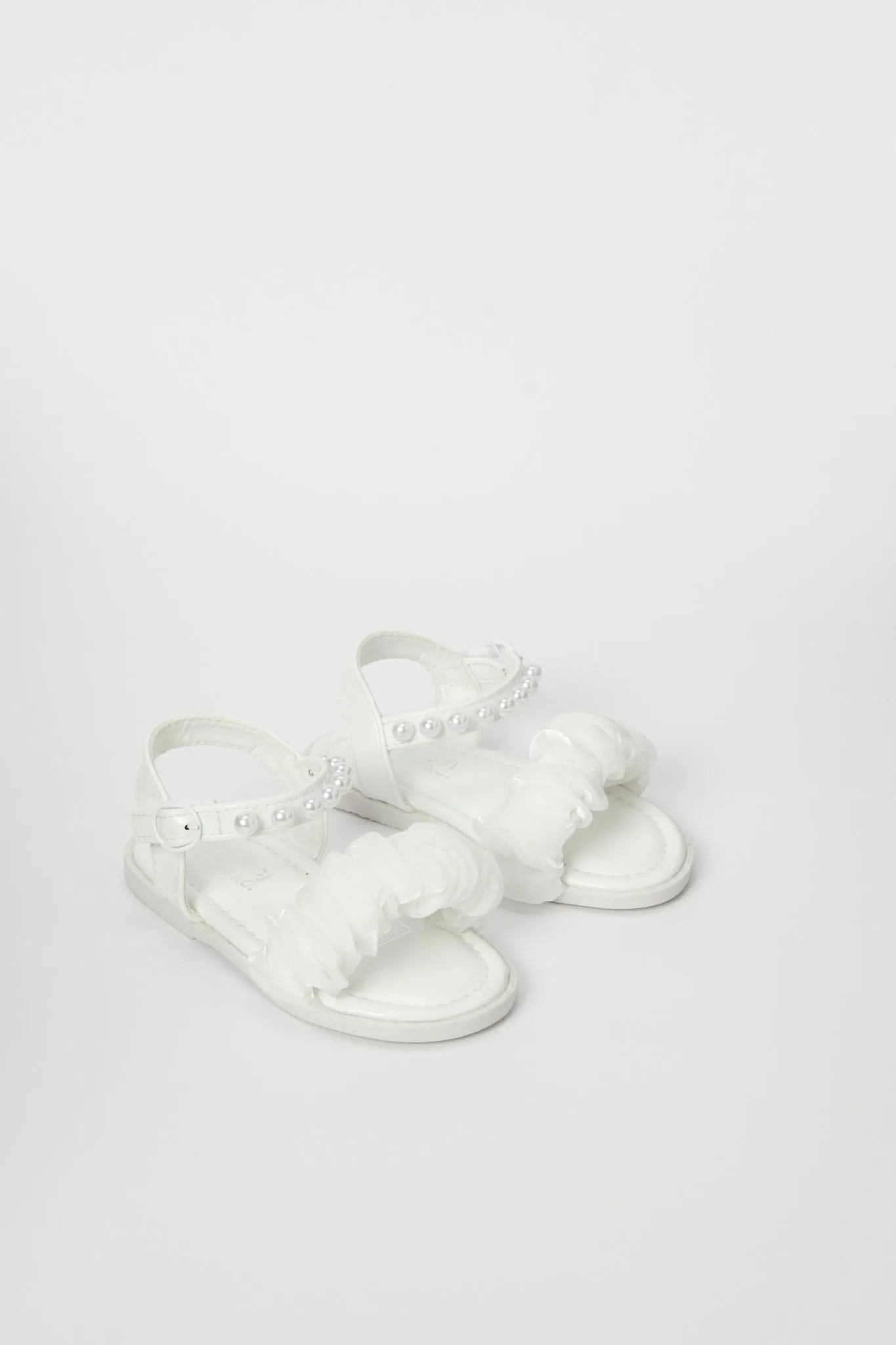 Girls White Pearl Detail Sandal