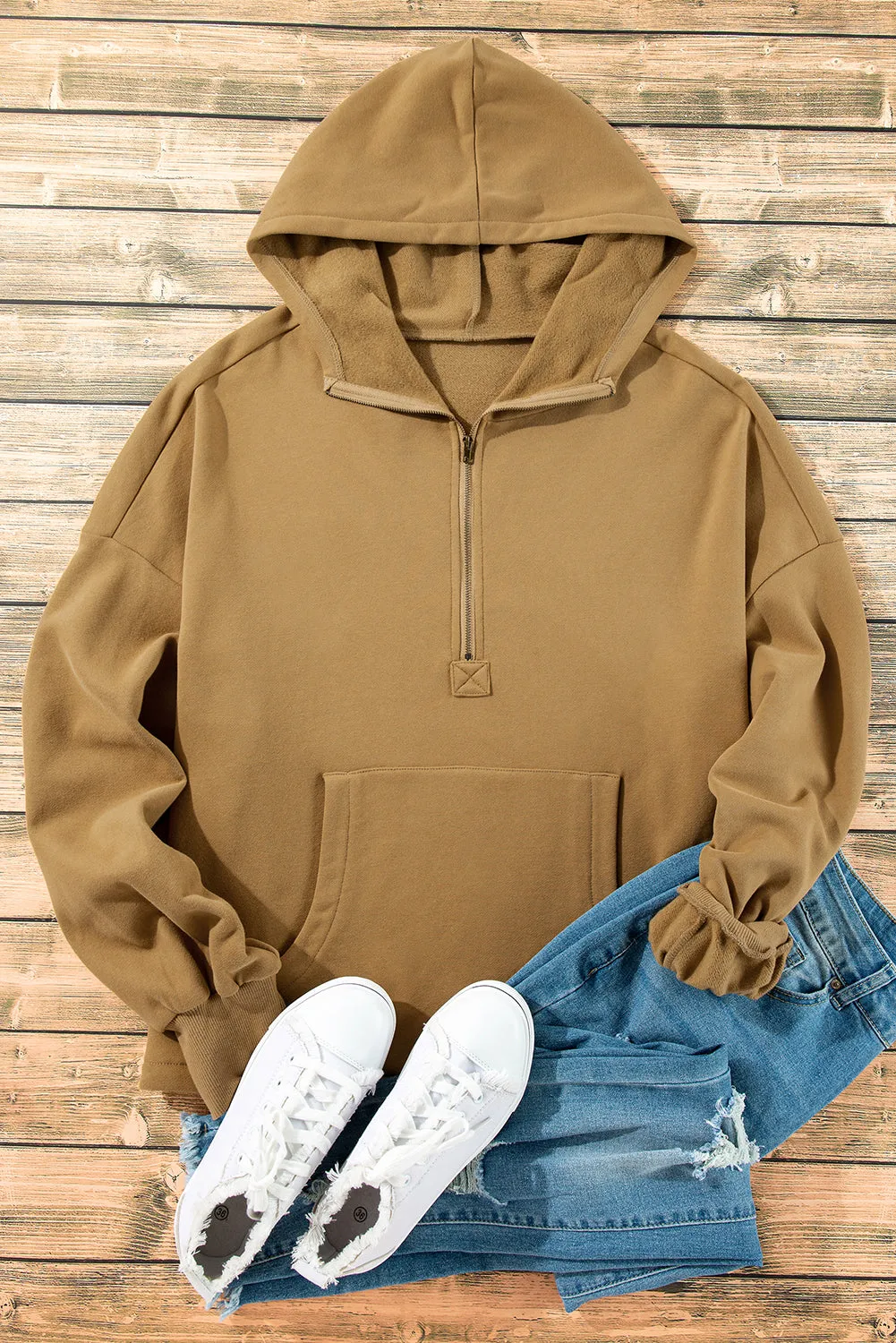 Half Zip Relaxed Hoodie