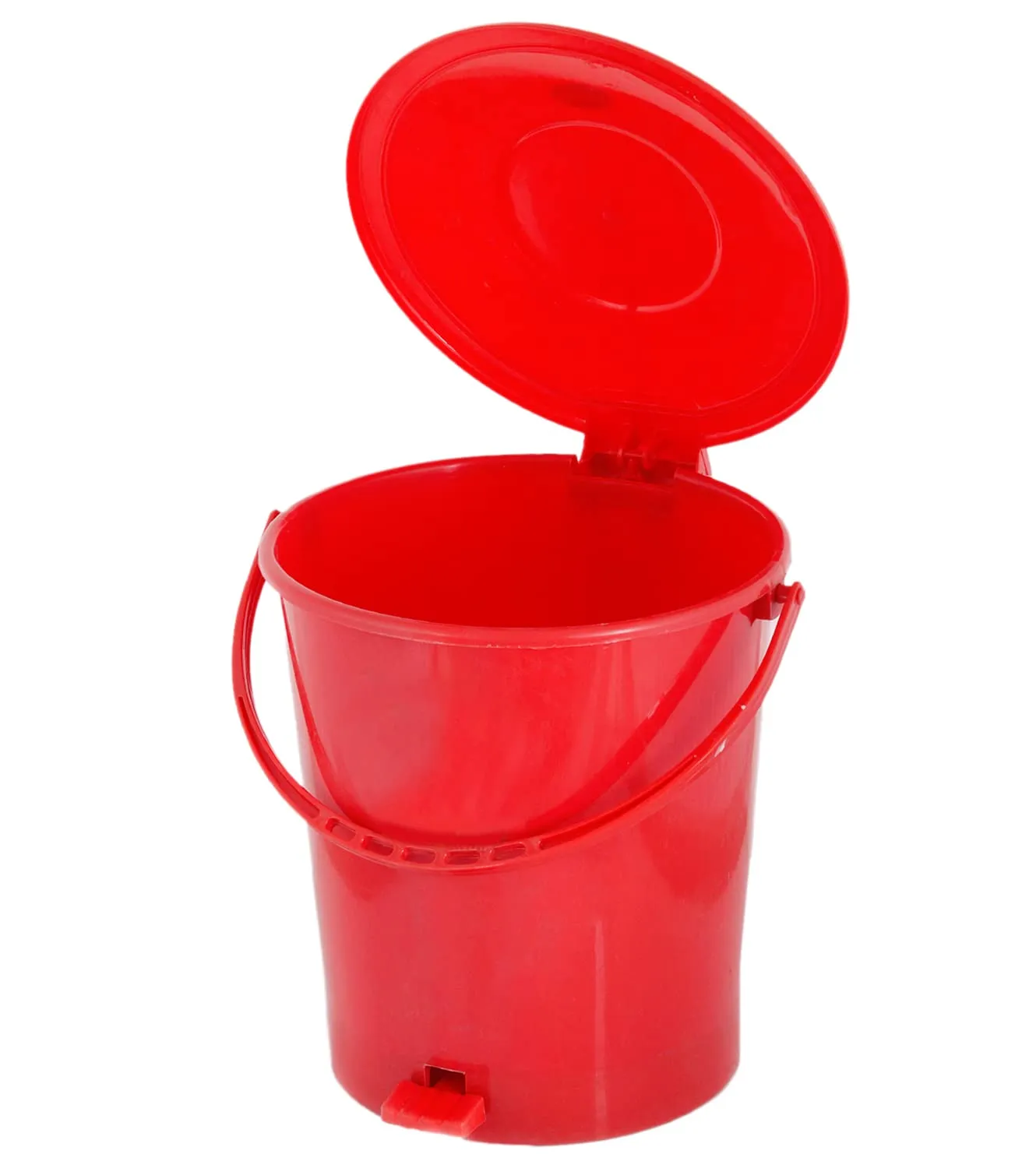 Heart Home Plastic Pedal Dustbin/Wastebin With Handle, 10 Liter (Red)-47HH0923