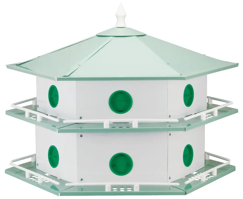 Heath AH-12D Bird House, 12 in W, 6 in D, 14 in H, Hexagon, Aluminum, Light Green/White :EA: QUANTITY: 1