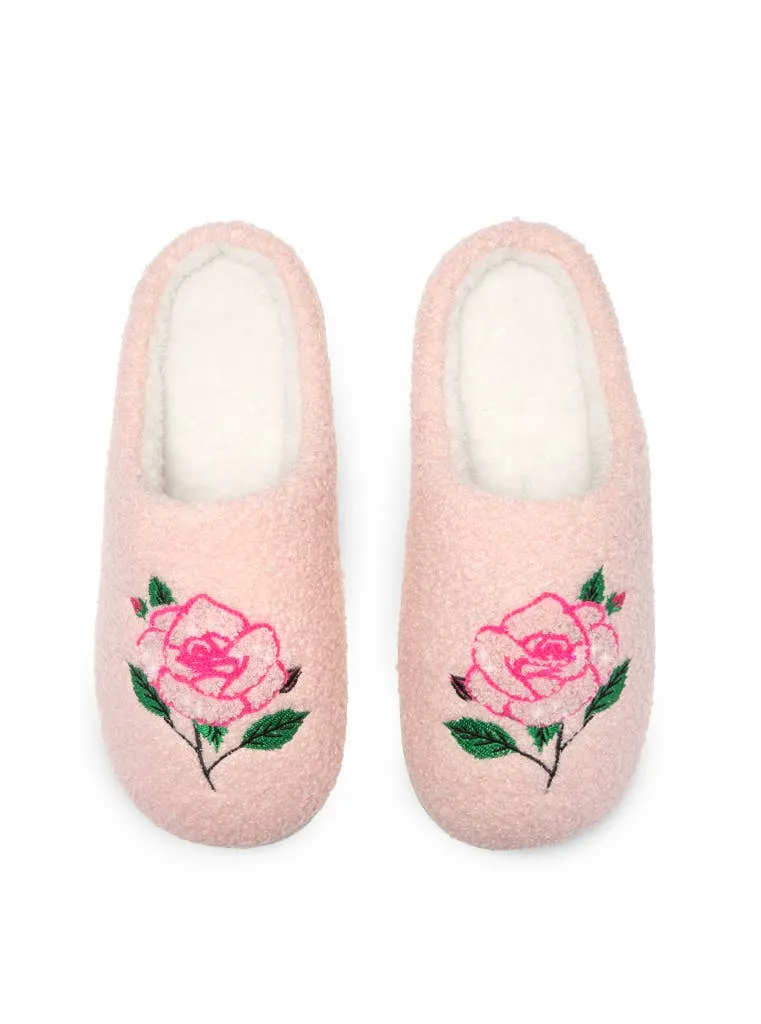 Indoor / Outdoor Slippers - Roses - Pink: M/L