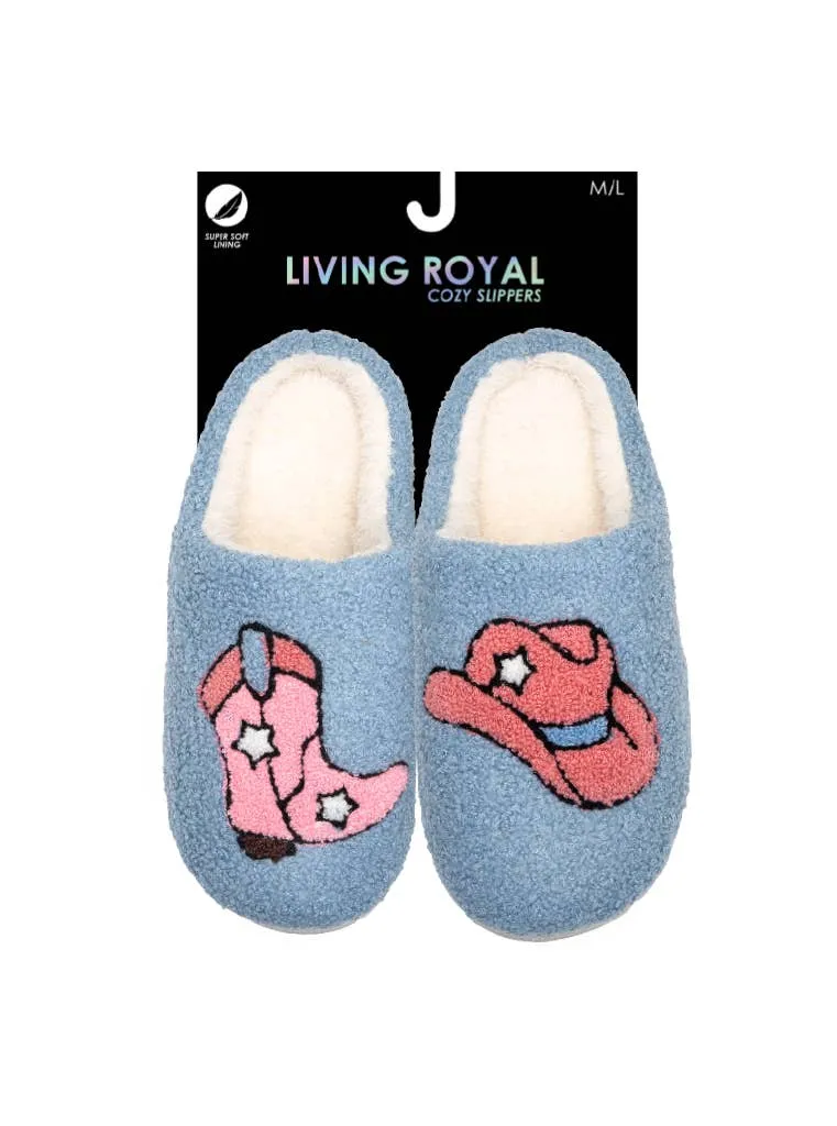 Kids Iconic Symbols Slippers - Blue: LITTLE KIDS 9-12