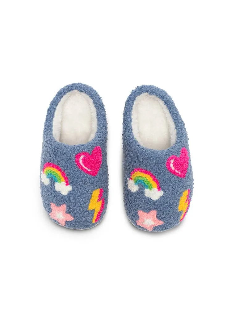 Kids Iconic Symbols Slippers - Blue: LITTLE KIDS 9-12