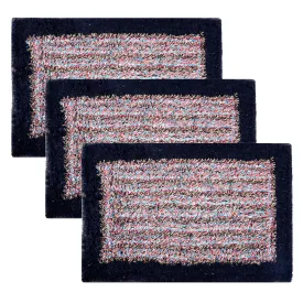 Kuber Industries Door Mat | Dust Trapper Mat | Door Entrance Mat | Anti-Skid Door Mat | Floor Mat for Home Entrance | Cotton Border Door Mat | Entryway Door Mat | Pack of 3 | Dark Blue