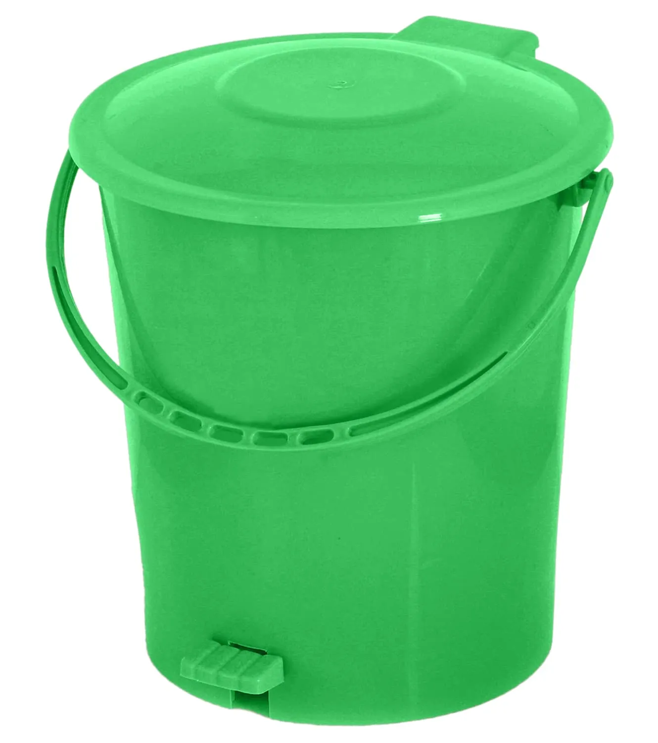 Kuber Industries Plastic Pedal Dustbin/Wastebin With Handle, 10 Liter- Pack of 2 (Green)-47KM0913