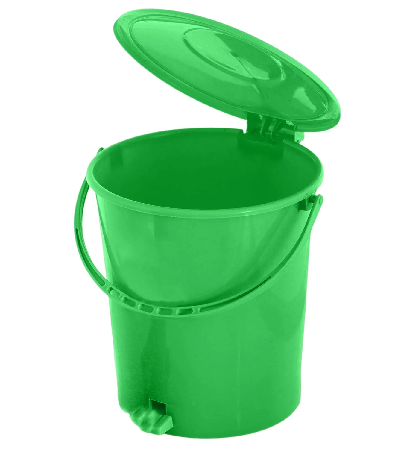 Kuber Industries Plastic Pedal Dustbin/Wastebin With Handle, 10 Liter- Pack of 2 (Green)-47KM0913