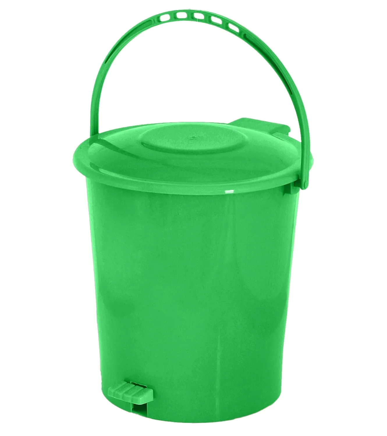 Kuber Industries Plastic Pedal Dustbin/Wastebin With Handle, 10 Liter- Pack of 2 (Green)-47KM0913