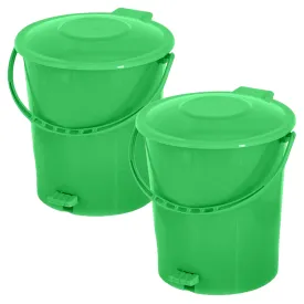 Kuber Industries Plastic Pedal Dustbin/Wastebin With Handle, 10 Liter- Pack of 2 (Green)-47KM0913