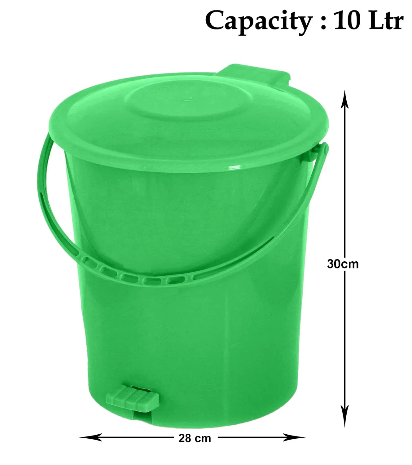 Kuber Industries Plastic Pedal Dustbin/Wastebin With Handle, 10 Liter- Pack of 2 (Green)-47KM0913