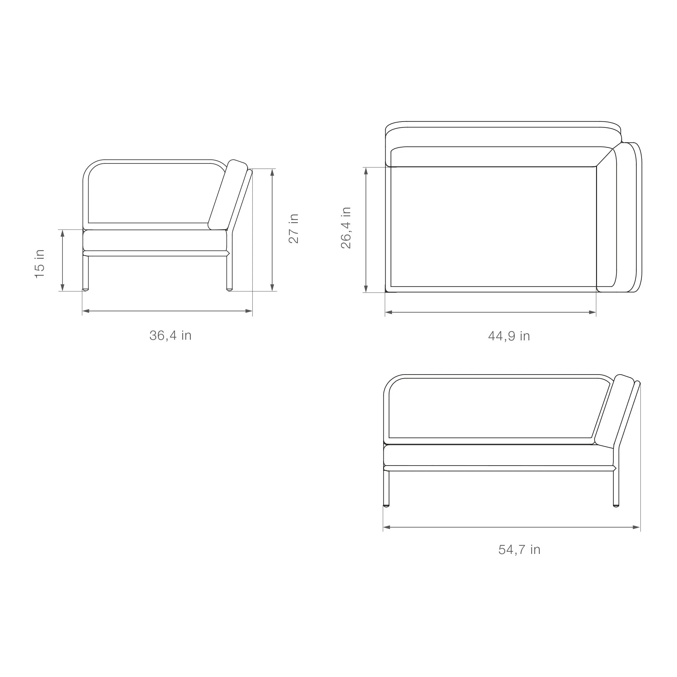 Level 2 Outdoor 3 Piece Sectional with Coffee Table