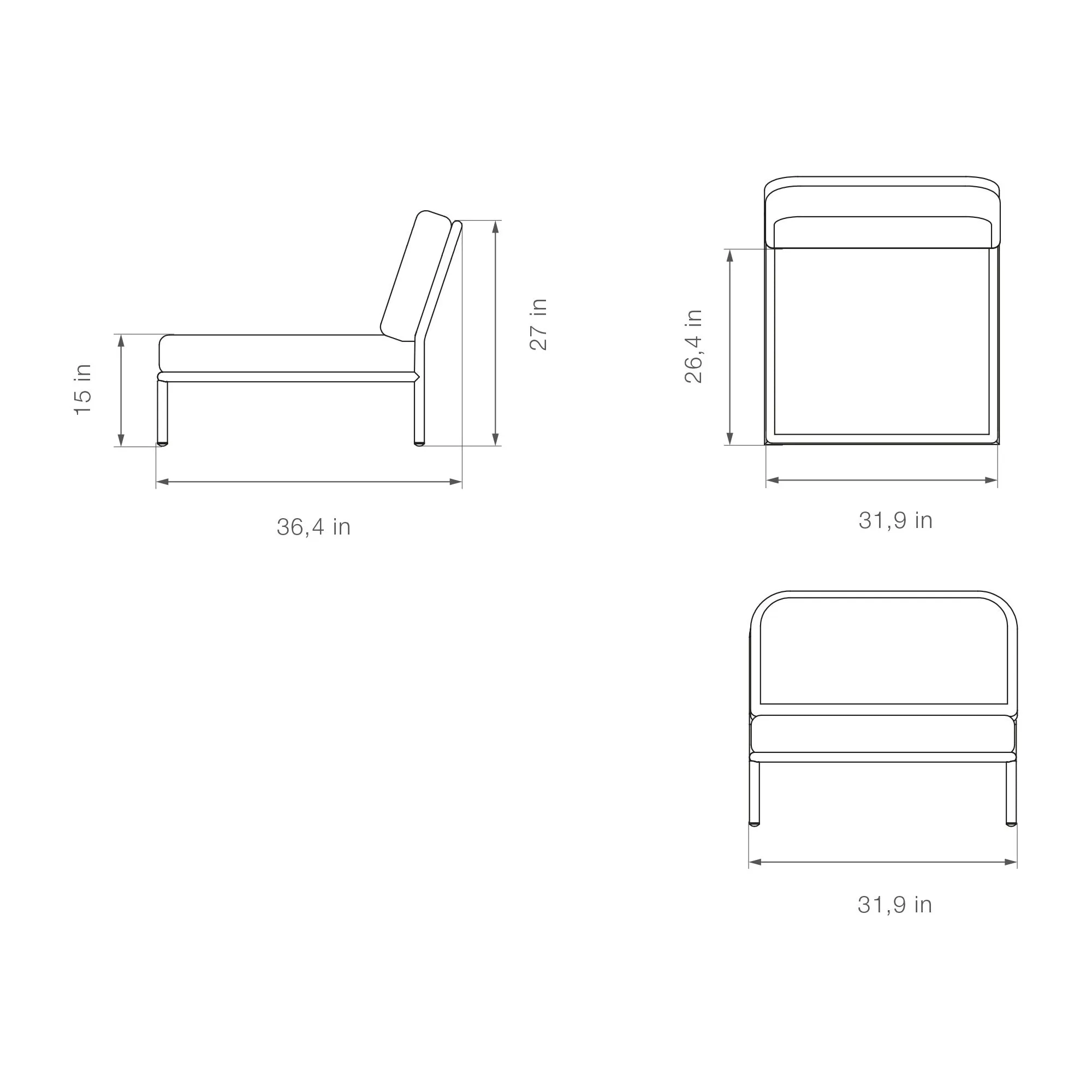 Level 2 Outdoor 3 Piece Sectional with Coffee Table