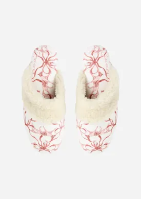 Lucky Ribbon Slippers | Red & White