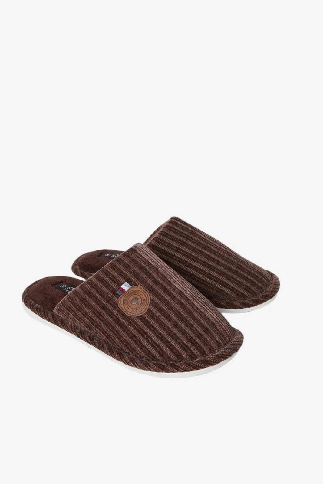 Men Brown Textured Mule Slipper