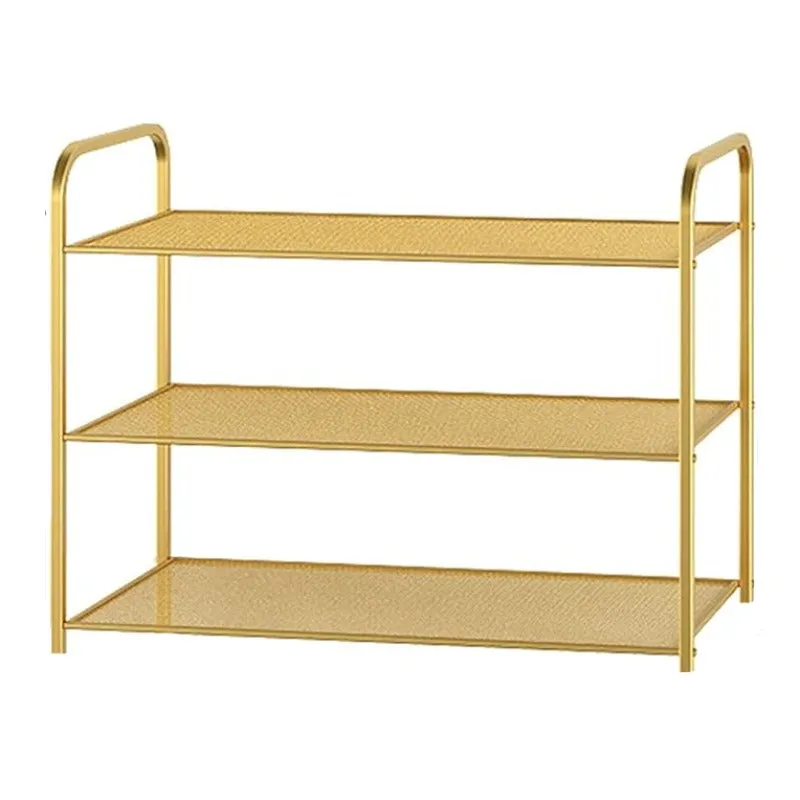 Metal 3 Layer Shoe Rack Gold