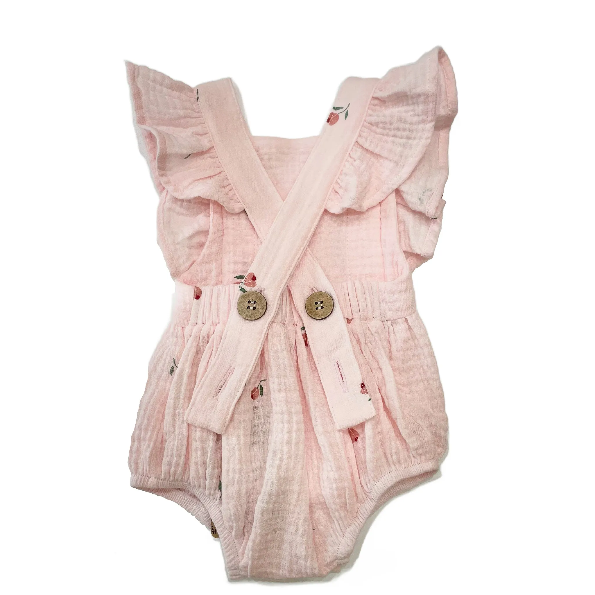 Muslin Rose Romper with Headband Set