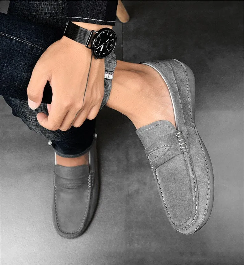 New Genuine Leather Casual Shoes Men Classic Luxury Brand Loafers Men Suede Shoes Breathable Moccasins Men Slip On Driving Shoes