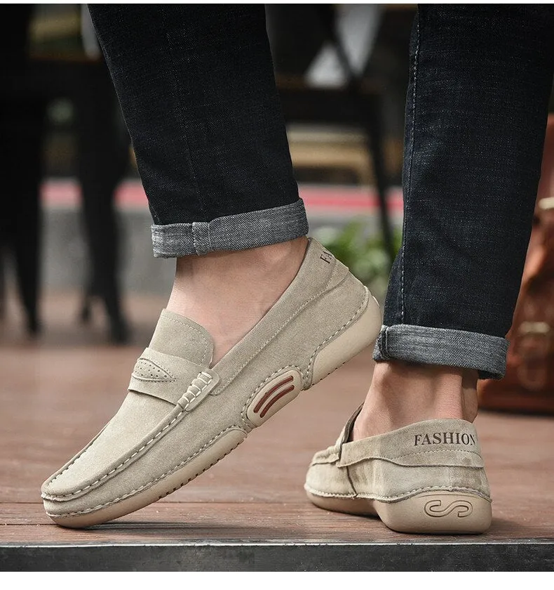 New Genuine Leather Casual Shoes Men Classic Luxury Brand Loafers Men Suede Shoes Breathable Moccasins Men Slip On Driving Shoes