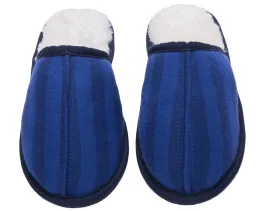 Noble Mount Men's Premium Flannel Clog Slipper - Stripes Tonal Blue