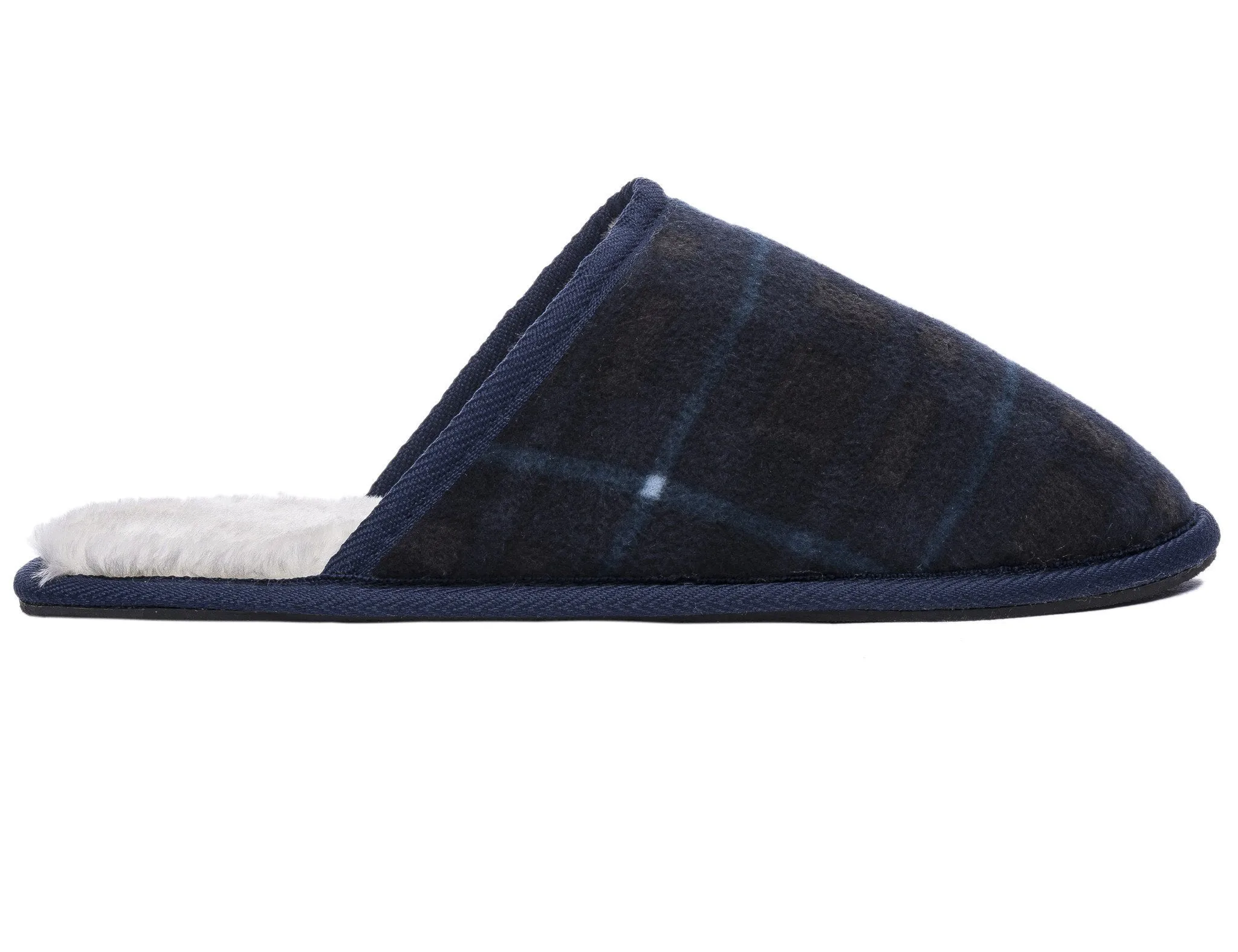 Noble Mount Men's Premium Microfleece Clog Slipper - Plaid Blue