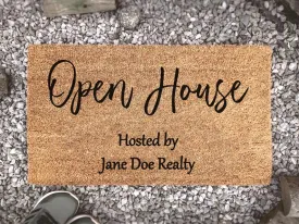 Open House Hosted By, Realtor Gift, Realty, Custom Doormat, Closing Gift, Welcome Doormat, Front Door Mat