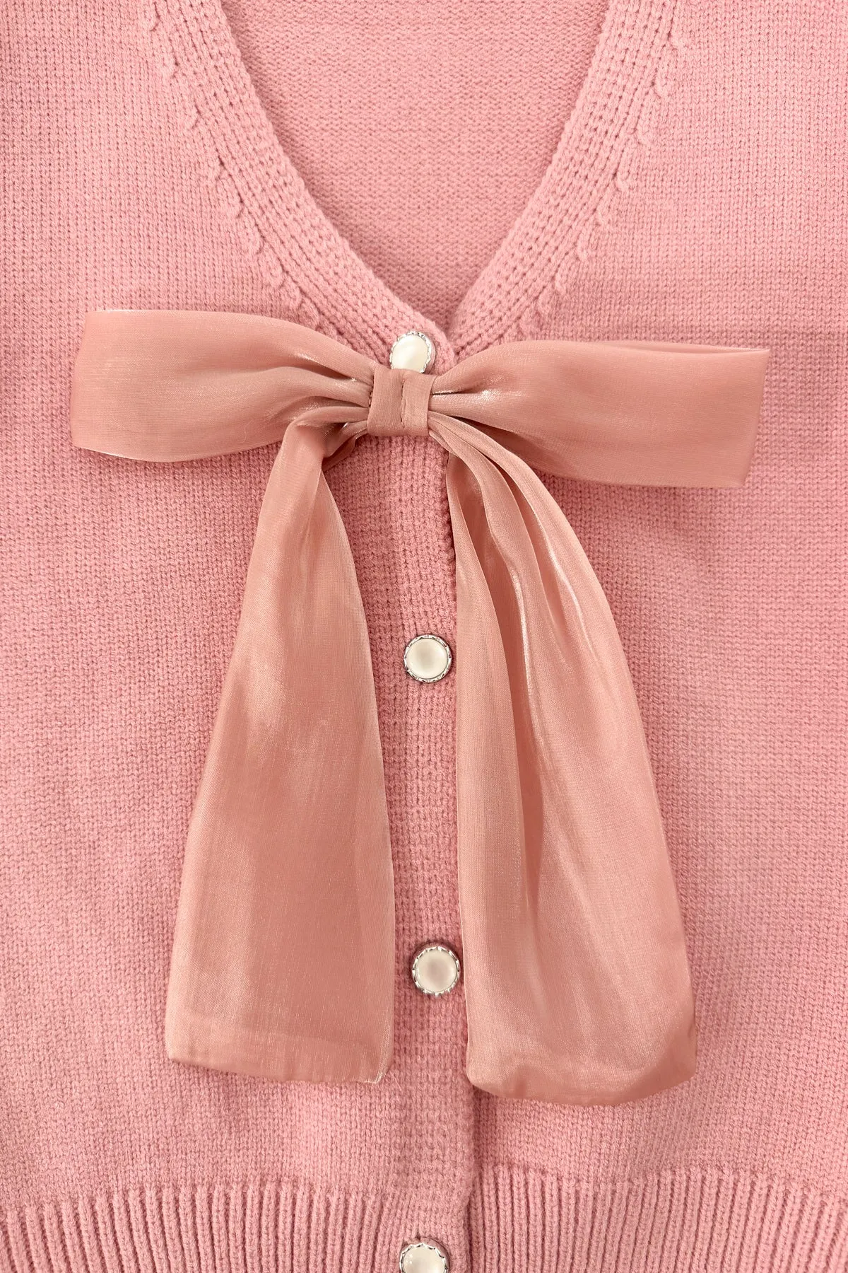 Pink Bow Sweater Cardigan