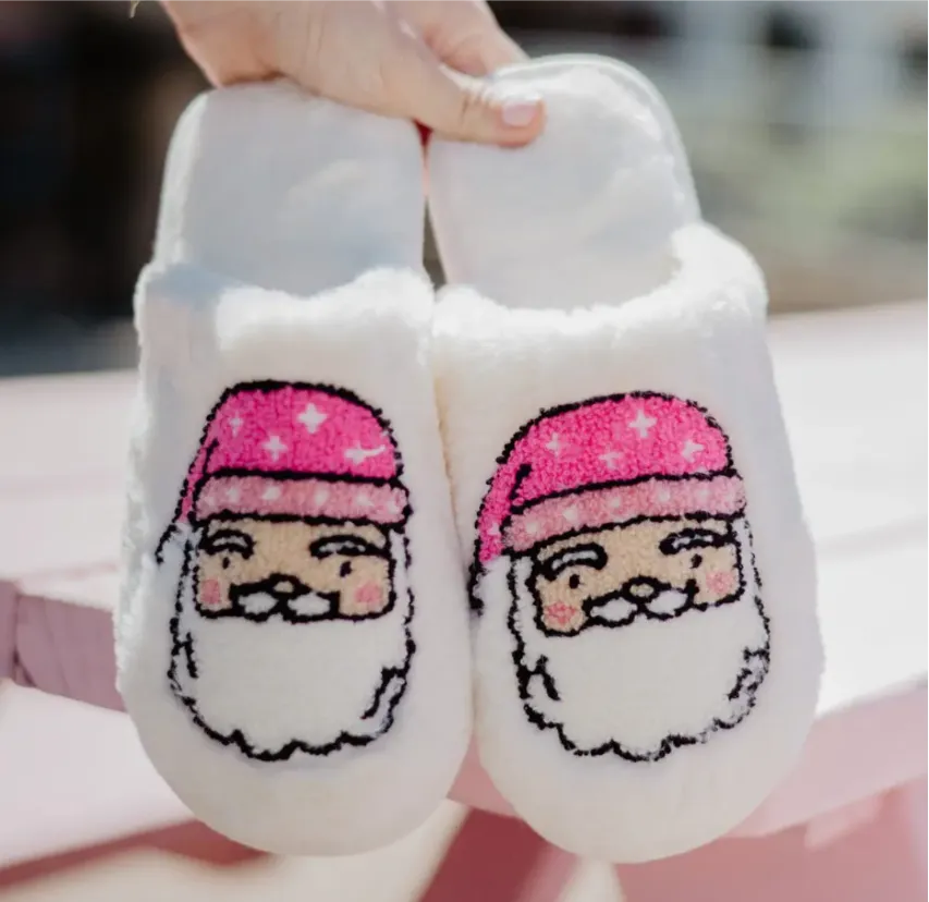 Pink Santa Slippers