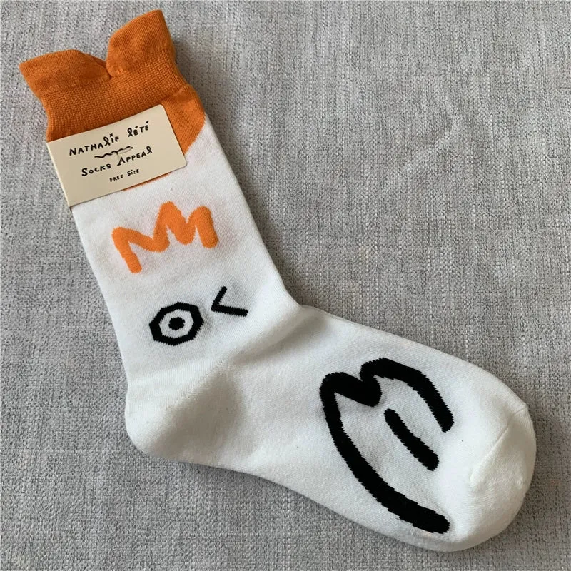 Retro Cartoon Cotton Socks with Original Packaging