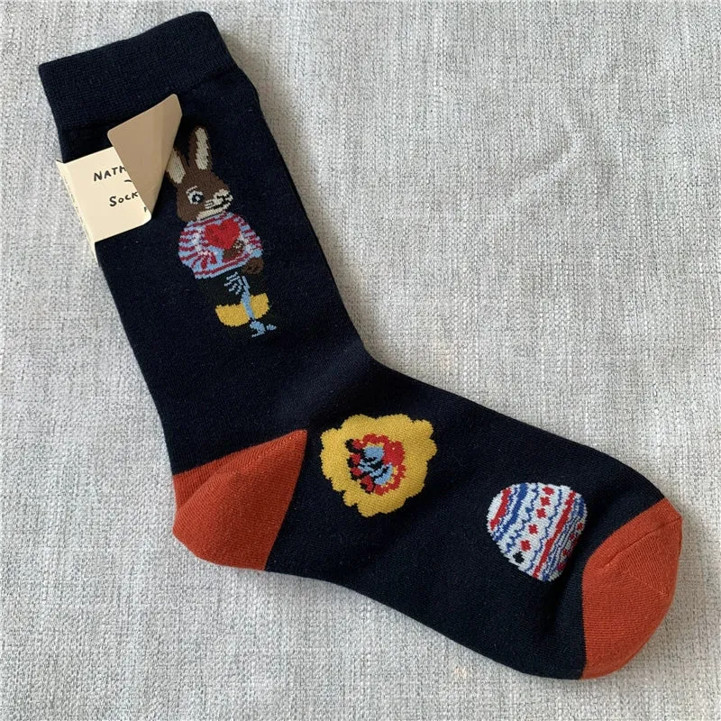 Retro Cartoon Cotton Socks with Original Packaging