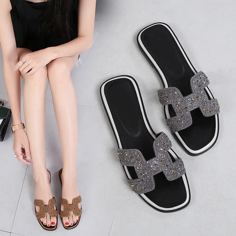 Rhinestone Slide Slippers for Women