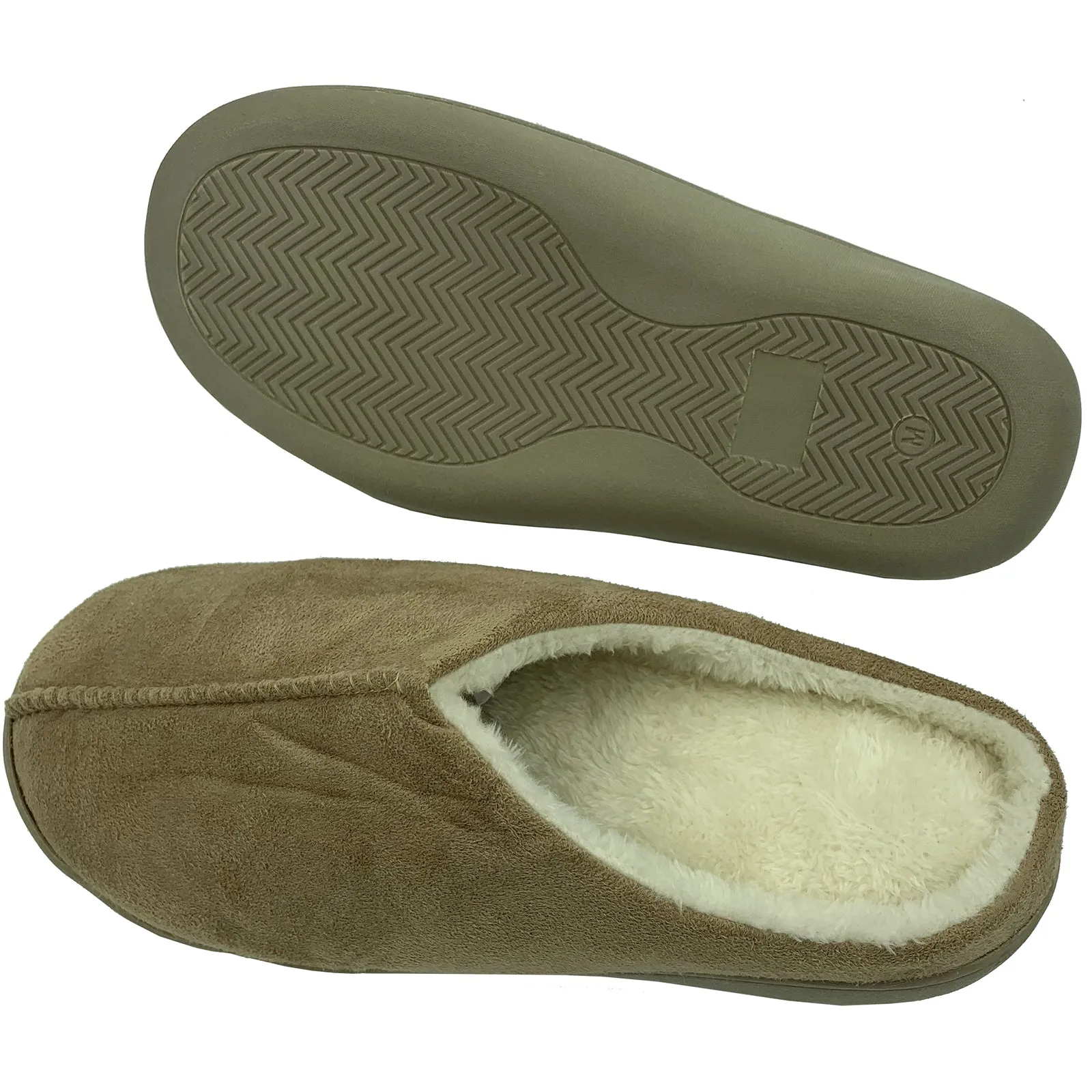 Serenis Men's Memory Foam Slippers, Taupe- Small (6-7)