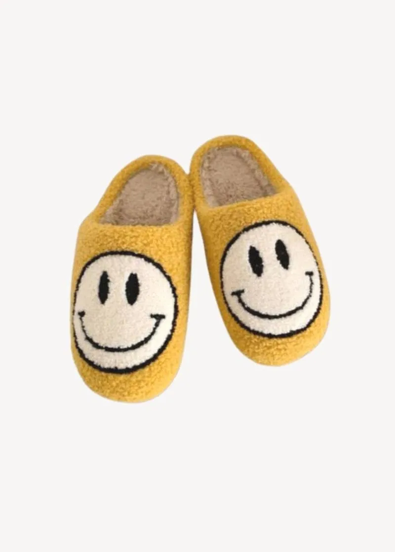 Sherpa Fuzzy Happy Face Slippers