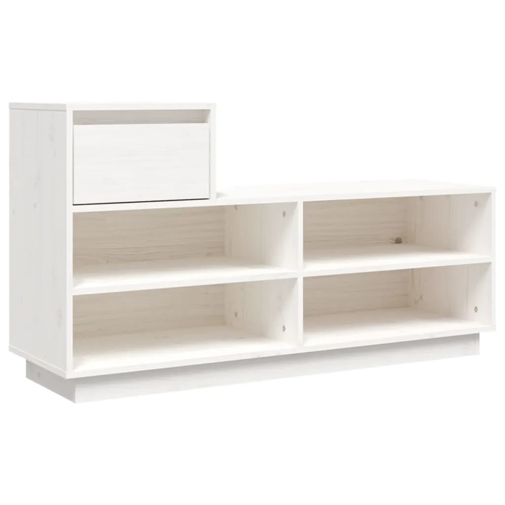 Shoe Cabinet White 110x34x61 cm Solid Wood Pine