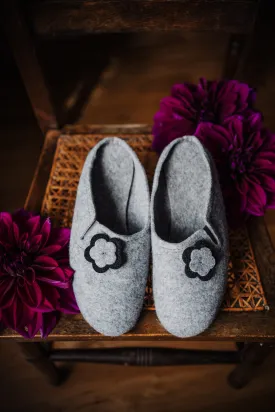 Slip-On Felt Slippers with Wool