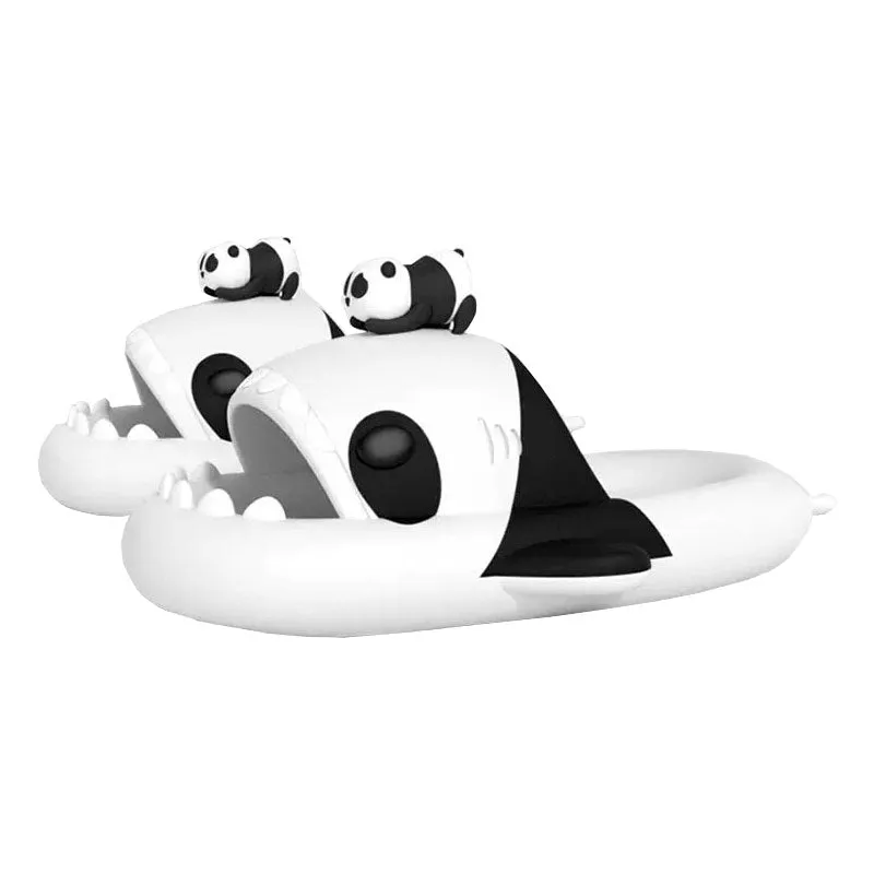 The Panda Charms Design Shark Slippers Slides Unisex Sizing