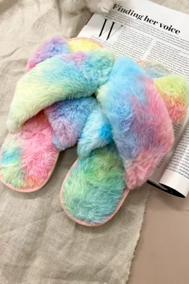 Tranquil Fluffy Slippers Rainbow